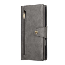 Load image into Gallery viewer, Casekis Studded Zip Leather Wallet Wristlet Phone Case Gray