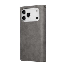 Load image into Gallery viewer, Casekis Studded Zip Leather Wallet Wristlet Phone Case Gray