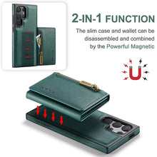 Load image into Gallery viewer, Casekis RFID Magnetic Detachable Leather Wallet Phone Case Green