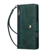 Load image into Gallery viewer, Casekis Studded Zip Leather Wallet Wristlet Phone Case Green