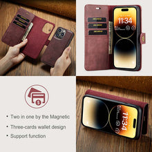 Load image into Gallery viewer, Casekis Detachable Leather Wallet Phone Case Red
