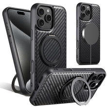 Load image into Gallery viewer, Casekis Magnetic Charging Rotating Stand Leather Phone Case Fiber Texture