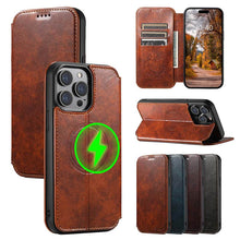 Load image into Gallery viewer, Casekis Leather Wallet MagSafe Phone Case Khaki