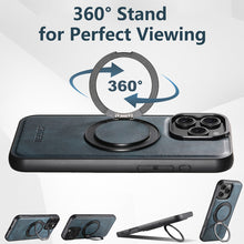 Load image into Gallery viewer, Casekis Magnetic Charging Rotating Stand Leather Phone Case Blue