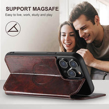 Load image into Gallery viewer, Casekis Leather Wallet MagSafe Phone Case Brown