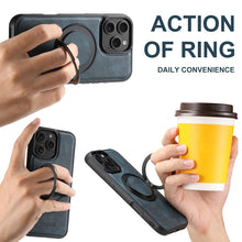 Load image into Gallery viewer, Casekis Magnetic Charging Rotating Stand Leather Phone Case Blue