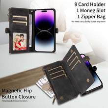 Load image into Gallery viewer, Casekis Zipper RFID Wallet Phone Case Black