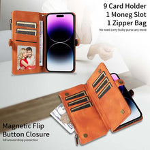 Load image into Gallery viewer, Casekis Zipper RFID Wallet Phone Case Brown