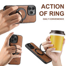 Load image into Gallery viewer, Casekis Magnetic Charging Rotating Stand Leather Phone Case Brown