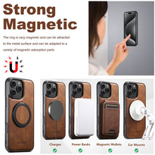 Load image into Gallery viewer, Casekis Magnetic Charging Rotating Stand Leather Phone Case Brown