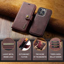 Load image into Gallery viewer, Casekis Detachable Leather Wallet Phone Case Red
