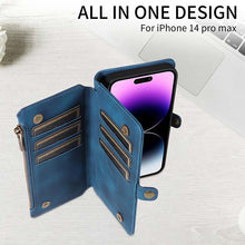 Load image into Gallery viewer, Casekis Zipper RFID Wallet Phone Case Dark Blue