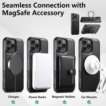 Load image into Gallery viewer, Casekis Magnetic Charging Rotating Stand Leather Phone Case Fiber Texture