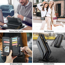 Load image into Gallery viewer, Casekis Cardholer Zipper Wallet Crossbody Phone Case Black