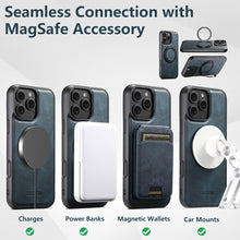Load image into Gallery viewer, Casekis Magnetic Charging Rotating Stand Leather Phone Case Blue