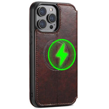 Load image into Gallery viewer, Casekis Leather Wallet MagSafe Phone Case Brown