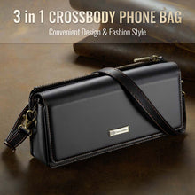 Load image into Gallery viewer, Casekis Multifunctional Leather Crossbody Phone Bag Black