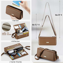 Load image into Gallery viewer, Casekis Multifunctional Leather Crossbody Phone Bag Brown