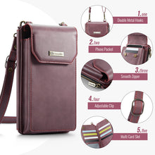 Load image into Gallery viewer, Casekis Crossbody RFID Zipper Phone Bag Red Wine