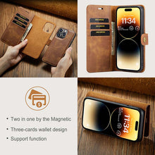 Load image into Gallery viewer, Casekis Detachable Leather Wallet Phone Case Brown