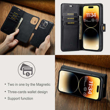 Load image into Gallery viewer, Casekis Detachable Leather Wallet Phone Case Black