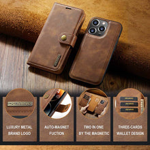 Load image into Gallery viewer, Casekis Detachable Leather Wallet Phone Case Brown