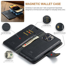 Load image into Gallery viewer, Casekis Detachable Leather Wallet Phone Case Black