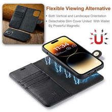 Load image into Gallery viewer, Casekis Detachable Leather Wallet Phone Case Black