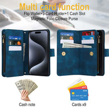 Load image into Gallery viewer, Casekis Crossbody 9 Card Holder Phone Case Navy Blue