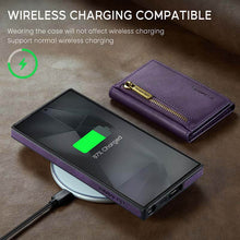Load image into Gallery viewer, Casekis RFID Magnetic Detachable Leather Wallet Phone Case Purple
