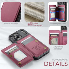 Load image into Gallery viewer, Casekis RFID Cardholder Wallet Phone Case Red Wine