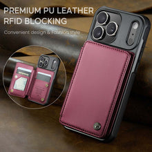 Load image into Gallery viewer, Casekis RFID Cardholder Wallet Phone Case Red Wine