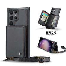 Load image into Gallery viewer, Casekis Zipper Crossbody Wallet RFID Phone Case Black