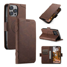 Load image into Gallery viewer, Casekis Leather Wallet Phone Case compatible with MagSafe Brown