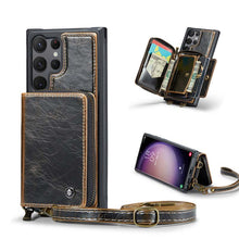 Load image into Gallery viewer, Casekis Zipper Crossbody Wallet RFID Phone Case Coffee