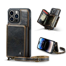 Load image into Gallery viewer, Casekis Zipper Crossbody Wallet RFID Phone Case Coffee