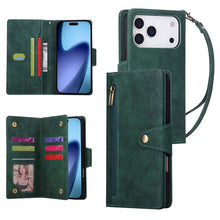 Load image into Gallery viewer, Casekis Studded Zip Leather Wallet Wristlet Phone Case Green