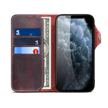 Load image into Gallery viewer, Casekis Genuine Cowhide Leather Button Flip Phone Case Red