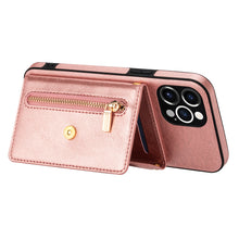 Load image into Gallery viewer, Casekis Crossbody Strap Leather Magnetic Wallet Phone Case Rose Gold