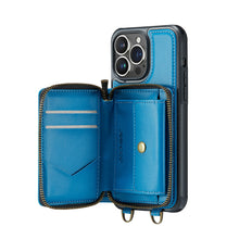 Load image into Gallery viewer, Casekis Zipper Crossbody Wallet RFID Phone Case Blue