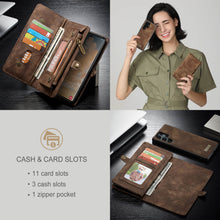 Load image into Gallery viewer, Casekis Zipper Wallet PU Leather Case Brown