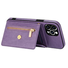 Load image into Gallery viewer, Casekis Crossbody Strap Leather Magnetic Wallet Phone Case Purple