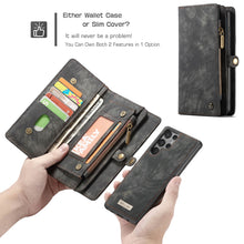 Load image into Gallery viewer, Casekis Zipper Wallet PU Leather Case Black