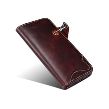 Load image into Gallery viewer, Casekis Genuine Cowhide Leather Button Flip Phone Case Red