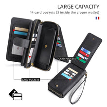 Load image into Gallery viewer, Casekis Zipper Wallet Detachable Phone Case Black