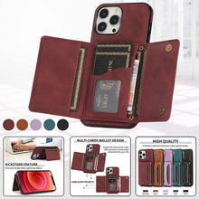 Load image into Gallery viewer, Casekis Wallet Case Tri-fold Cardholder Phone Case Red Wine