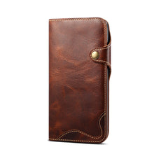 Load image into Gallery viewer, Casekis Genuine Cowhide Leather Button Flip Phone Case Brown