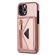 Load image into Gallery viewer, Casekis Crossbody Strap Leather Magnetic Wallet Phone Case Rose Gold