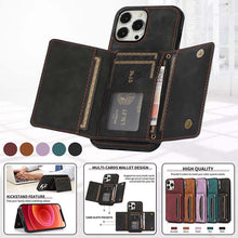 Load image into Gallery viewer, Casekis Wallet Case Tri-fold Cardholder Phone Case Black