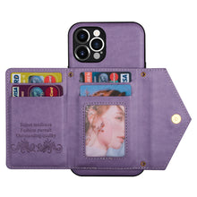 Load image into Gallery viewer, Casekis Crossbody Strap Leather Magnetic Wallet Phone Case Purple